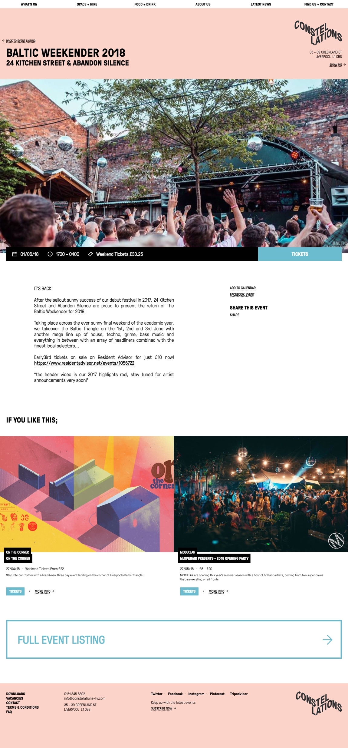Constellations event listing page