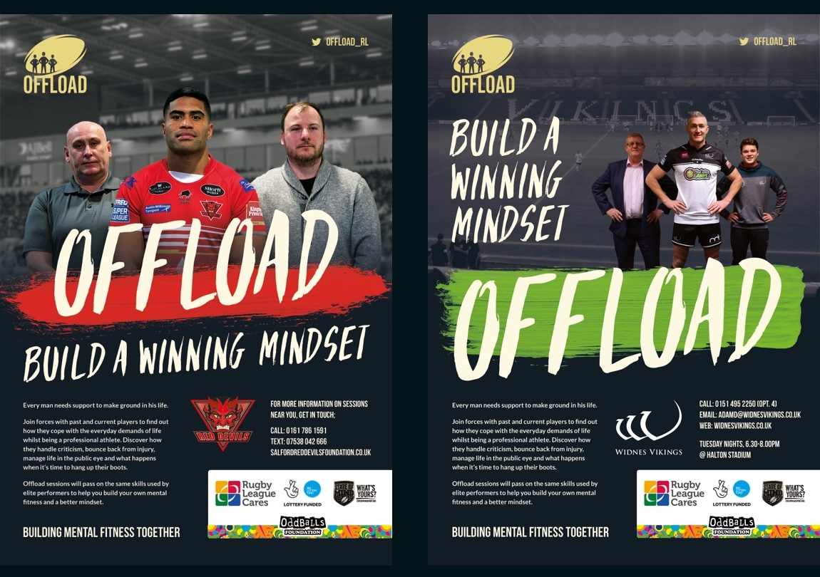 Three posters commissioned by Rugby League Cares for the Offload project
